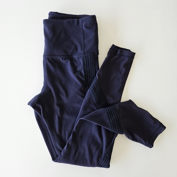 Athleta Women's Side Stripe Salutation 7/8 Hi-rise Legging Navy XS Mesh Yoga - Picture 15 of 15